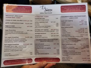 Breakfast menu (Feb 2025) at Ty Medi in Machynlleth