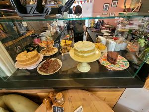 Cakes Display June 2025 at Ty Medi in Machynlleth