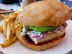 Loaded Tofu Burger at Ty Medi in Machynlleth