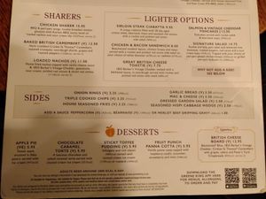 Menu 2 at Anchor Bankside in South East London