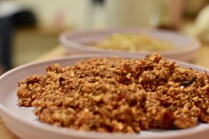 Vegan chorizo  at Casa Animal Antiespecista in Playa Del Carmen