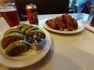Veggie dumplings and eggplant pockets! at Blue Koi in Kansas City
