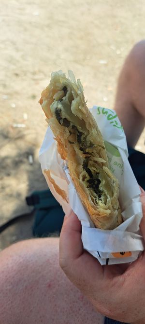 Vegan spinach pie at Gregory's in Milos