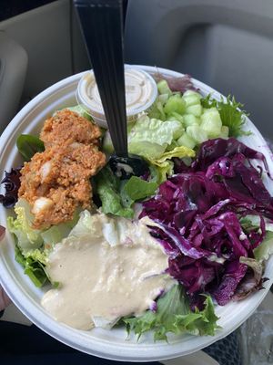 Lentils and Hummus in this bowl — wasn’t filling enough, but that was my fault! Next time I added chickpeas and bulgar wheat😄 at Wild Fig in Roslyn Heights