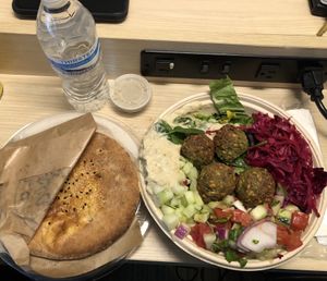 Salad Bowl with Falafel, cabbage, babaganush, cucumber and tomato. Yum!  at Wild Fig in Roslyn Heights