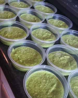 Homemade green pea and chilli chutney.... buy as a side to your rice box or try it in our 'Spicy Chics' sandwich at The Humble Veg  in West London
