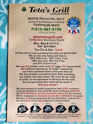 Menu at Teta's Grill in Flushing