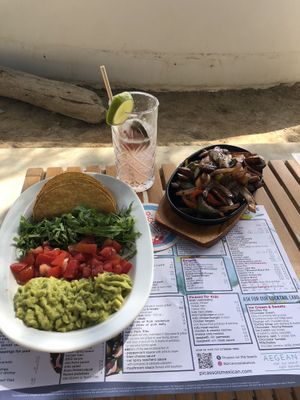 Vegan fajitas (bean and dairy free) at Picasso on the Beach in Naxos