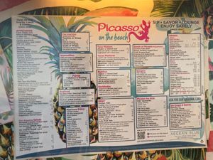 Menu July 2021 at Picasso on the Beach in Naxos