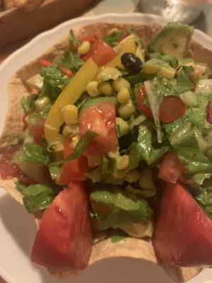 Goddess salad with no cheese  at Picasso on the Beach in Naxos