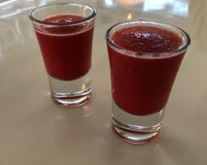 Strawberry slush at Picasso on the Beach in Naxos