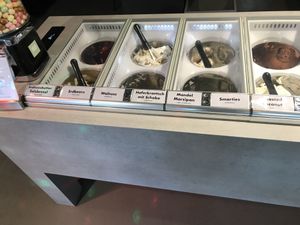 Many fancy vegan varietys, like almond or roasted coconut today at Minus in Hamburg