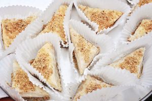 Havenly Baklava: sweet flaky layers of fillo dough and ground walnuts, held together by a sugar syrup. 100% vegan, handmade by local refugee chefs. at Havenly in New Haven