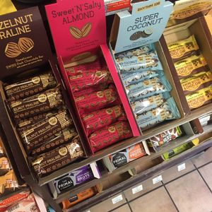 Vegan chocolate bars at the till at Food for Thought in Guildford