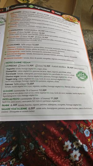 Vegan menu at Pizza Panorama in Castanet-tolosan