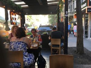 Outdoor seating at EAK Ramen in New York City