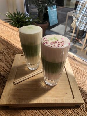 Iced matcha (regular and rose)   at Hug The Tea in The Hague