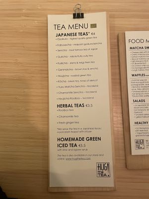 Tea menu 04/04/24  at Hug The Tea in The Hague