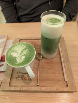 Matcha latte + matcha iced latte at Hug The Tea in The Hague