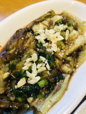 Eggplants with extra garlic   at Sen Vegan House in Ho Chi Minh City