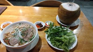 Pho & coconut juice at Sen Vegan House in Ho Chi Minh City