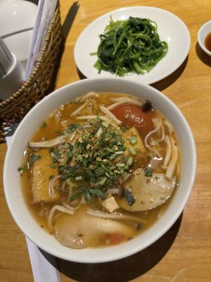 Thai style noodle soupp  at Sen Vegan House in Ho Chi Minh City