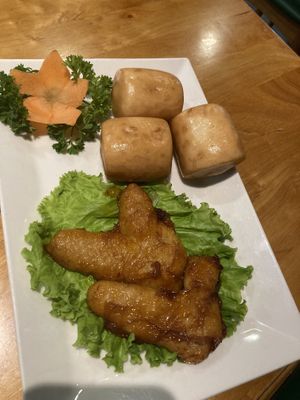 Tofu wings with fried bao  at Sen Vegan House in Ho Chi Minh City