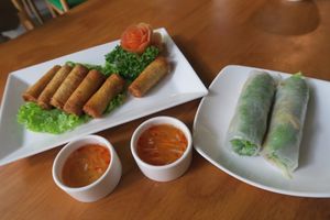 Fried and fresh spring rolls at Sen Vegan House in Ho Chi Minh City