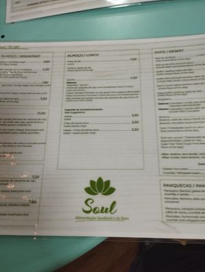 Menu at Soul - Alimentação Saudável e do Bem in Braga