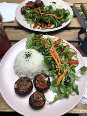 Meal of the day (stuffed mushrooms - which were AMAZING)  at Soul - Alimentação Saudável e do Bem in Braga