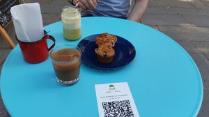 Iced latte, juice and 2 muffins at Soul - Alimentação Saudável e do Bem in Braga