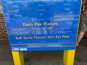 Current dairy free menu items.  at Dairy Corner in Scarborough