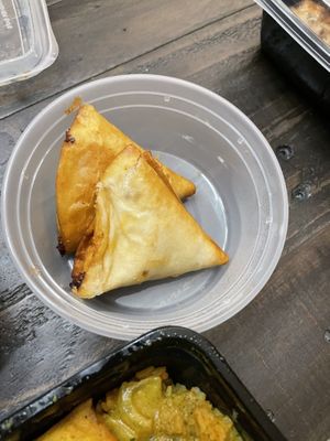 Sweet potato samosas, small but good    at Zweli's Kitchen in Durham