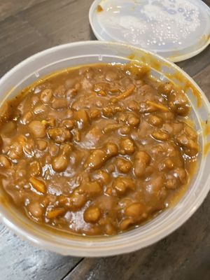 Chakalaka. Not bad, but interesting. Tastes like Bush’s Baked beans with a spicy kick    at Zweli's Kitchen in Durham