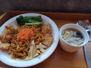 Great noodle dish with a really flavoursome soup at Minf Houze Vegan Cafe in Kuala Lumpur