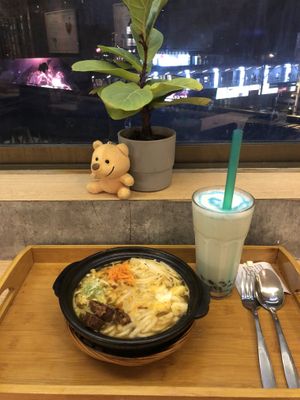 city view, boba midnite blue  at Minf Houze Vegan Cafe in Kuala Lumpur