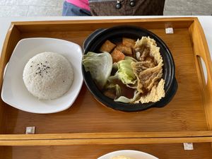 detox herbal soup with rice for $16.90 at Minf Houze Vegan Cafe in Kuala Lumpur