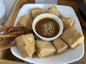 Enoki Satay tofu   at Minf Houze Vegan Cafe in Kuala Lumpur