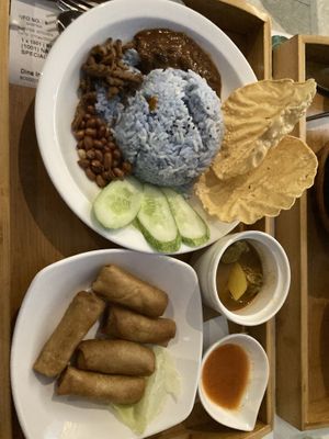 Nasi lemak and popiah   at Minf Houze Vegan Cafe in Kuala Lumpur