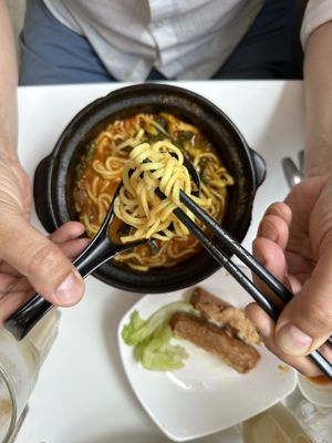 Red curry noodles   at Minf Houze Vegan Cafe in Kuala Lumpur