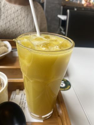 Mango and pineapple juice  at Minf Houze Vegan Cafe in Kuala Lumpur