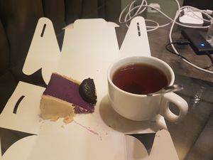 Vegan purple taro cheese tarta at Minf Houze Vegan Cafe in Kuala Lumpur