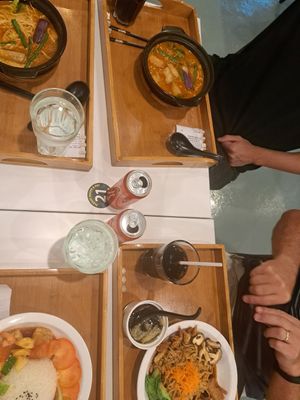 curry ramen, sweet and sour tofu, dry pan mee at Minf Houze Vegan Cafe in Kuala Lumpur