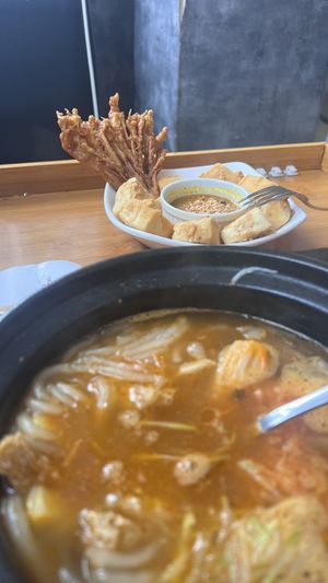 Soup and tofu  at Minf Houze Vegan Cafe in Kuala Lumpur