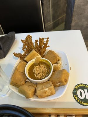 Fried tofu with satay sauce   at Minf Houze Vegan Cafe in Kuala Lumpur