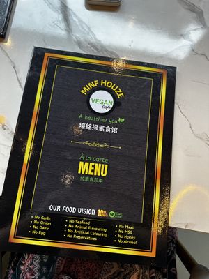 New menu card  at Minf Houze Vegan Cafe in Kuala Lumpur