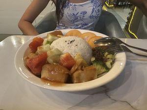 Tofu broccoli dish (sweet and sour maybe) #Veganuary at Minf Houze Vegan Cafe in Kuala Lumpur