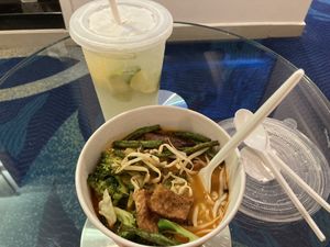 Take-out, I believe this was a curry with noodles and a lemonadee  at Minf Houze Vegan Cafe in Kuala Lumpur