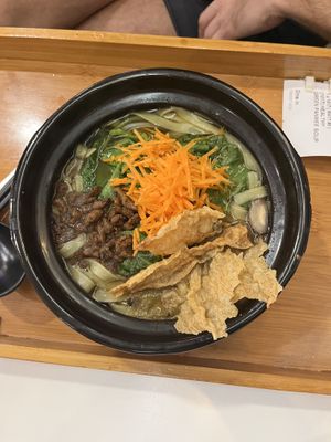 Healthy green panmee soup  at Minf Houze Vegan Cafe in Kuala Lumpur