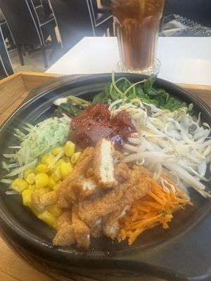 Vegan bibimbap dish   at Minf Houze Vegan Cafe in Kuala Lumpur